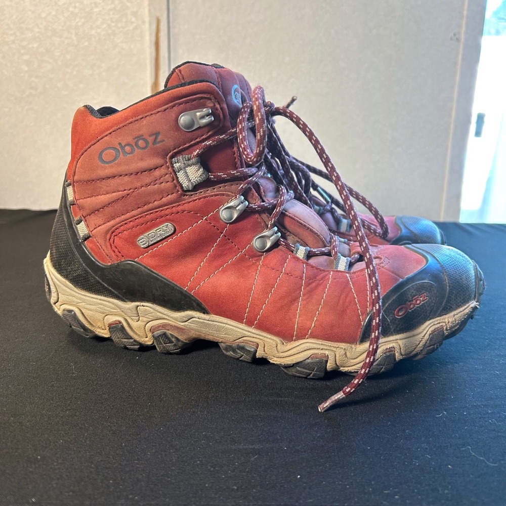OBOZ Women's 9.5 bridger mid B-Dry Hiking Boots rio red waterproof outdoors lace